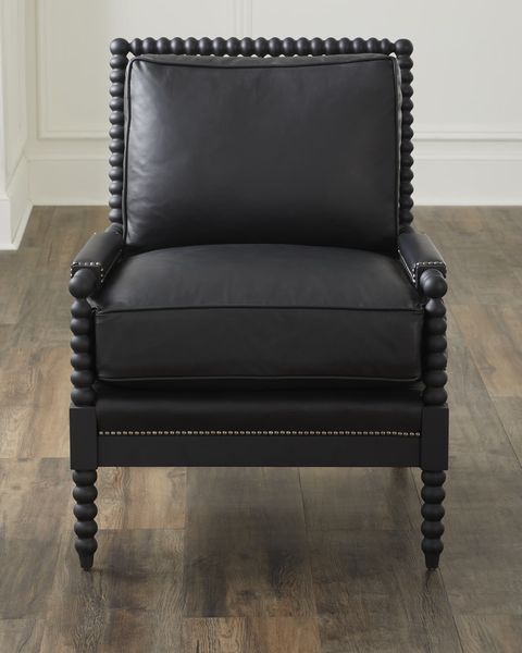 Old Hickory Tannery Graham Leather Spindle Chair | Horchow throughout The Enduring Appeal of Petite Hickory Spindle Benches